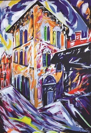 ALFONSO MANGONE Attraverso città: Firenze Tecnica mista su tela cm. 150x100,...