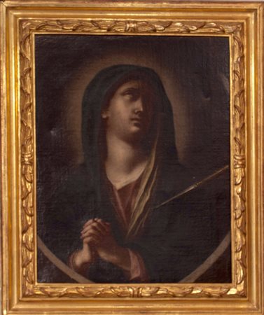 Attribuzione : Italia Madonna, seicento olio su tela cm. 55X70.