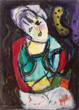 Guido Pajetta (Monza 1898 – Milano 1987), “Donna che sorride”, 1980. Acrilico...