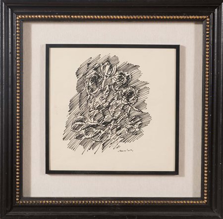 Ennio Morlotti (Lecco 1910 -Milano 1922), “Rose”. China su carta, firmato in...