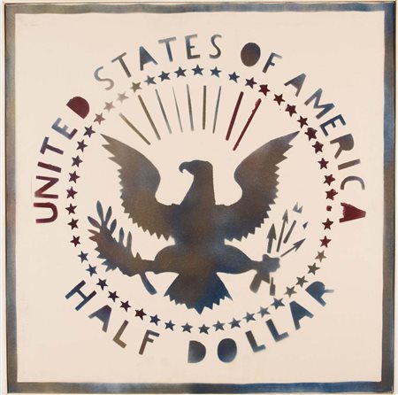 Franco Angeli (Roma 1935 – 1988), “Antipittura (Half Dollar)”, Anni ‘80....