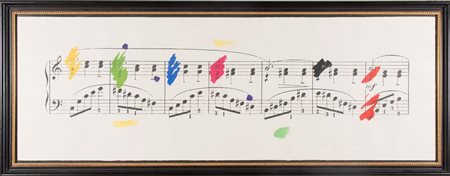 Giuseppe Chiari (Firenze 1926 – 2007), “Spartito”. Litografia a colori,...