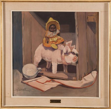 Giuseppe Spirito (Rio de Janeiro 1899 – Napoli 1974), “Morettina e porcello”,...