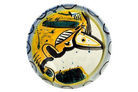 AGOSTINO SCROFANI (1931 - 1995) Senza Titolo Piatto in terracotta maiolicata...