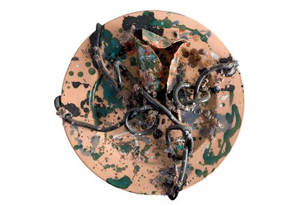 INNOCENTE GANDINI (1941) Senza titolo Piatto in terracotta decorata a mano...