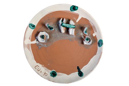 ANSGAR ELDE (1933 - 2000) Senza titolo 1990 Piatto in terracotta ingobbiata...