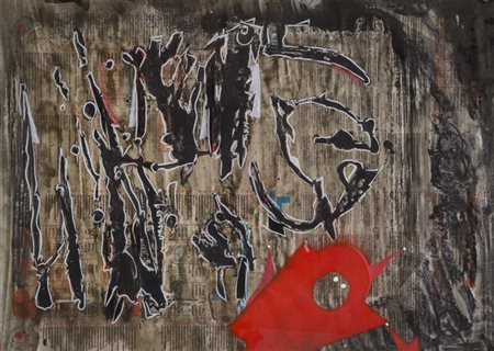 Sergio Dangelo (Milano 1932 ) Senza titolo, Tecnica mista su carta di...