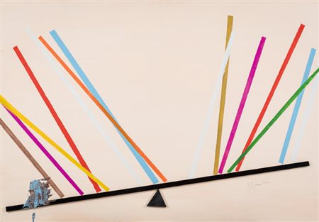 Aldo Mondino (Torino 1938 2005) Bilancia, 1970 Tecnica mista su tela, cm....