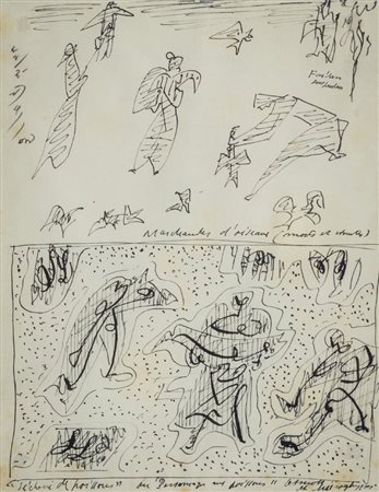 Andrè Masson (Balagny 1896 Parigi 1987) Senza titolo 1959 China su carta, cm....