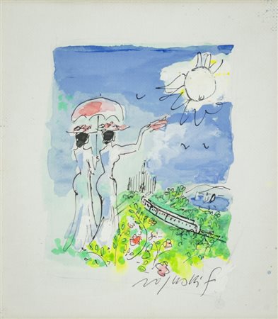 Franco Rognoni (Milano 1913 1999) Le tain di nort anni '60 Tecnica mista su...