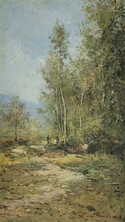 Ferruccio Rontini (Firenze 1893 Livorno 1964) Paesaggio con figure 1946 Olio...