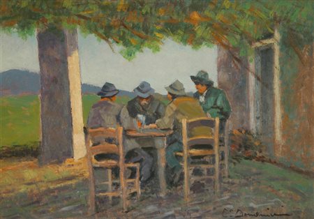 Carlo Domenici (Livorno 1897 Portoferraio 1981) Partita a carte Fine anni '40...