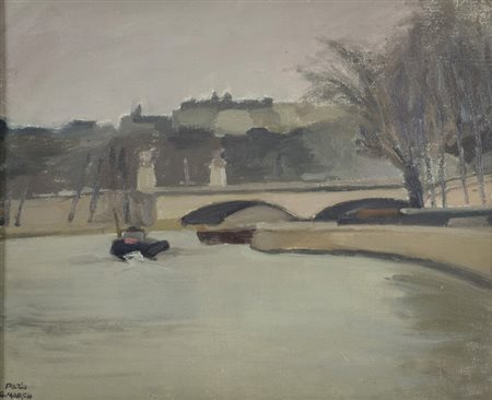 Giovanni March (Tunisi 1894 Livorno 1974) Parigi Olio su cartone telato, cm....