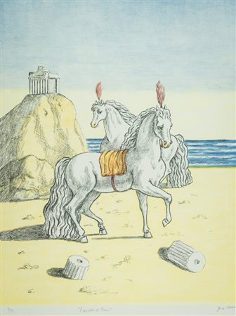 Giorgio De Chirico (Volos 1888 Roma 1978) I cavalli di Perseo Litografia su...