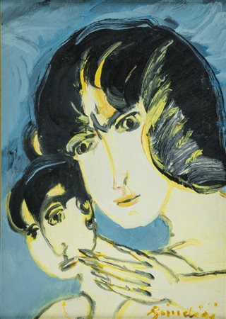 Remo Brindisi (Roma 1918 Lido di Spina (Fe) 1996) Maternità anni '90 Olio su...