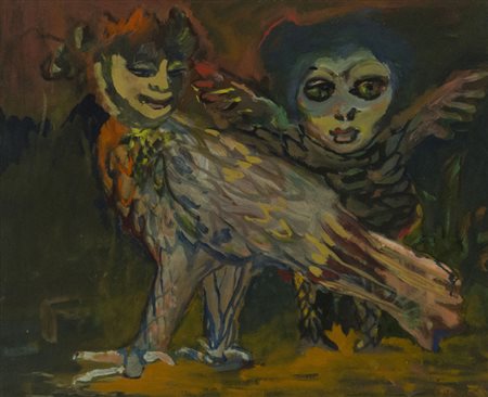 Mino Maccari (Siena 1898 Roma 1989) Le Arpie 1952 Olio su tela, cm. 50x60...