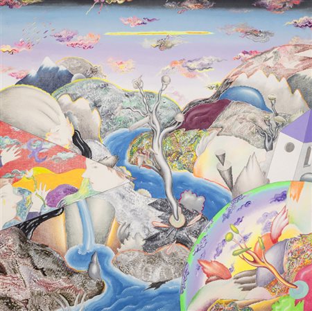 Luca Alinari (Firenze 1943) Paesaggio Olio e tecnica mista su tela applicata...