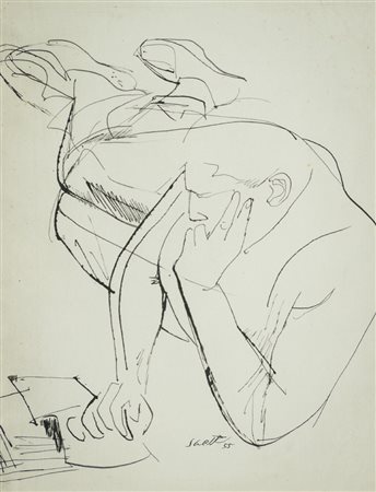 Bruno Saetti (Bologna 1902 1984) Figura 1955 China su cartoncino, cm. 32x24....