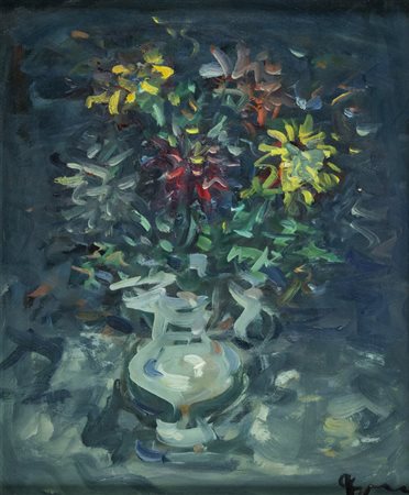 Enzo Pregno (Alessandria d'Egitto 1898 Firenze 1972) Vaso di fiori Olio su...