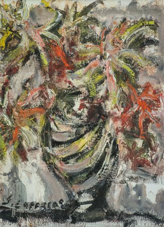 Silvio Loffredo (Parigi 1920 2013) Vaso di fiori Olio su tela, cm. 40x30....