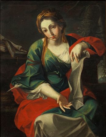 PITTORE ANONIMO DEL '600 "Sibilla" 60x50 olio su tela Opera rintelata