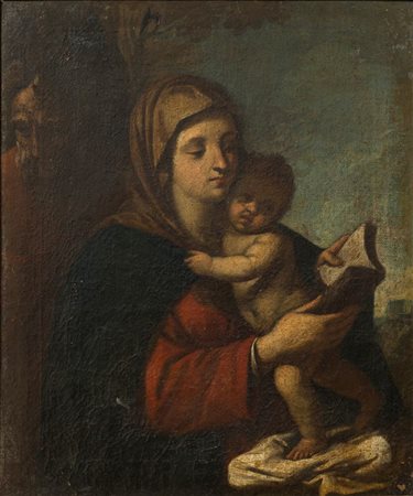 PITTORE ANONIMO "Sacra Famiglia" 39x31,5 olio su tela
