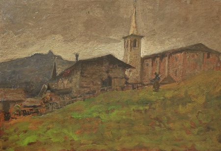 GHIVARELLO BENEDETTO Torino 1882 - 1955 "Paesaggio alpino" 1931 35x50 olio su...