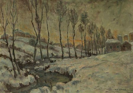 LAUSTINO EMANUELE Pittsburgh 1916 – 1988 Asti "Neve al tramonto" 1960 circa...