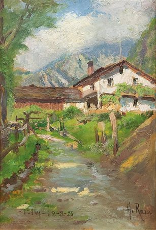 ROSSI ALBERTO Torino 1858 - 1936 "Viottolo alpino" 1926 26x17 olio su...