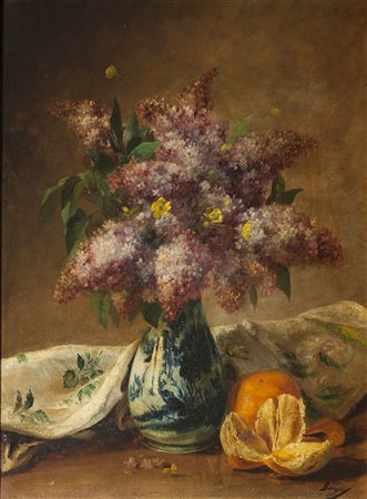 BOYE' ABEL DOMINIQUE 1864 - 1934 "Vaso di fiori ed arancia" 60x46 olio su...