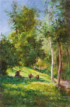 GHEDUZZI MARIO Crespellano (BO) 1891 - 1970 Torino "Pastorella al pascolo"...