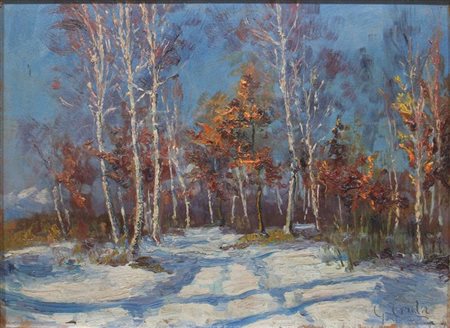 CRIDA GIOVANNI PAOLO Graglia (BI) 1886 - 1967 "Paesaggio con neve" 1922...