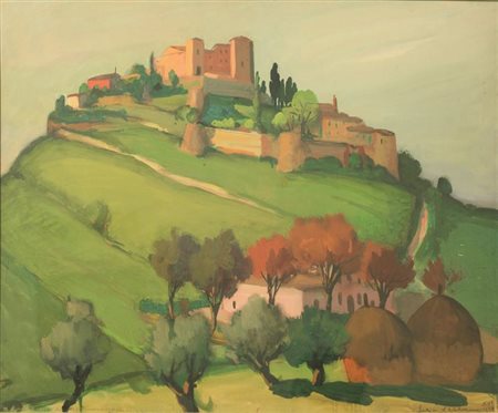 VELLAN FELICE Torino 1889 - 1976 "Rocca di Bertimoro - Romagna" 1938 50X60...