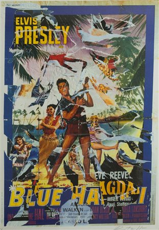 ROTELLA MIMMO Catanzaro 1918 - 2006 Milano "Blue Hawaii" 100x70 multiplo...