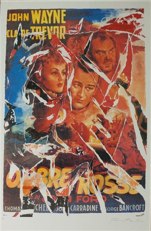 ROTELLA MIMMO Catanzaro 1918 - 2006 Milano "Ombre rosse" 100x70 multiplo...