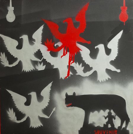 ANGELI FRANCO Roma 1935 - 1988 "Souvenir" fine anni '70 100x100 smalto...