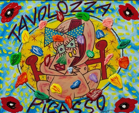 DONZELLI BRUNO Napoli 1941 "Tavolozza Picasso" 40x50 acrilici su tela Opera...