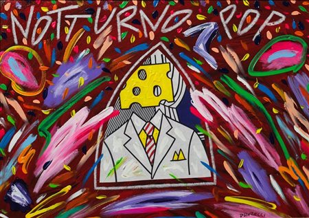 DONZELLI BRUNO Napoli 1941 "Notturno Pop" 50x70 acrilici su tela Opea firmata...