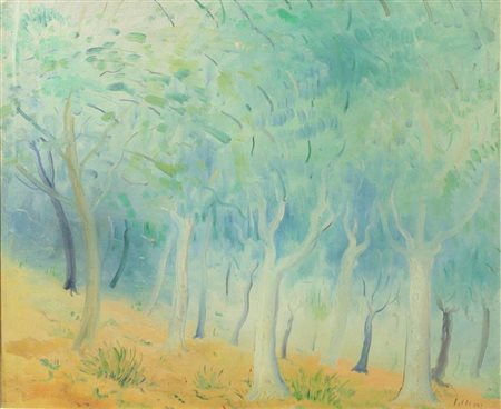 LILLONI UMBERTO Milano 1898 - 1980 "Bosco ad Ospedaletti" 1949 50x60 olio su...
