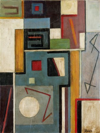 GALVANO ALBINO Torino 1907 - 1990 "Composizione" 1951 80x60 olio su tela...