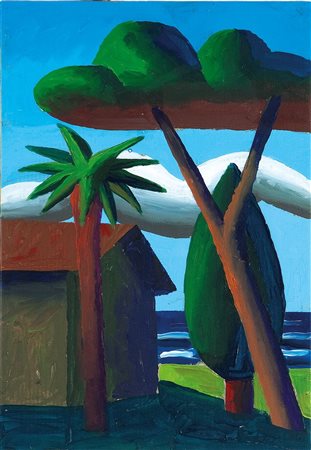 SALVO Leonforte (EN) 1947 "Mediterraneo" 40x27 olio su tela Opera firmata ed...