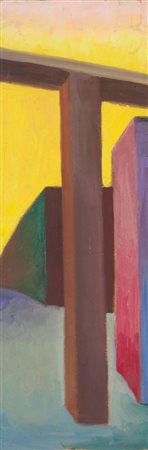 SALVO Leonforte (EN) 1947 "Archeologia" '84 18,5x55 olio su tavola Opera...