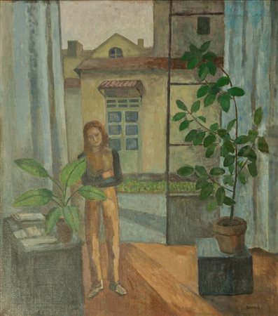 MAUGHAM CASORATI DAPHNE GB 1897 - 1982 Torino "Cantico" 90x80 olio su tela...