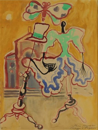 Mino Maccari ( Siena 1898 - Roma 1989 ) Senza titolo Anni 50 Dim. 40x30 Olio...