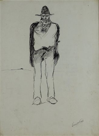 Lorenzo Viani ( Viareggio 1882 - Lido di Ostia 1936) Operaio Dim.48x35 China...