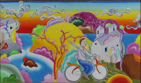 Luca Alinari ( Firenze 1943) Senza titolo Dim.29,5x50,5 Olio su tavola...