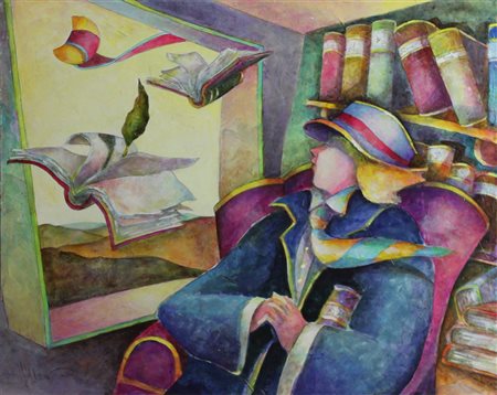 Francesco Nesi ( San Casciano Val di Pesa 1952) Libri volanti Dim.40x50...