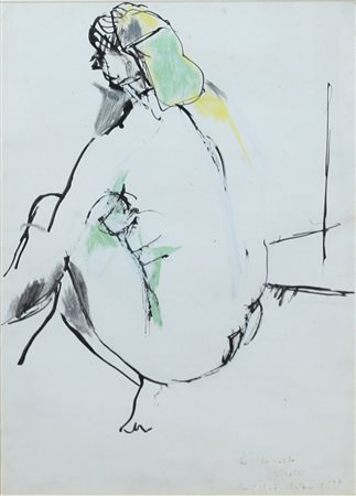 Renato Birolli ( Verona 1905 - Milano 1959) Nudo 1949 Dim.37,5x27,8 Disegno a...