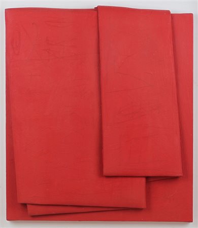 Cesare Berlingeri ( Cittanova 1948 ) Sul rosso piegato 2009 Dim.45x40 Olio e...