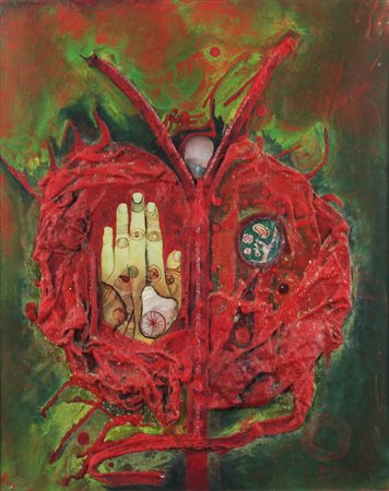 Mario Persico ( Napoli 1930) Tefarfallastra Dim.50x40 Olio e collage...